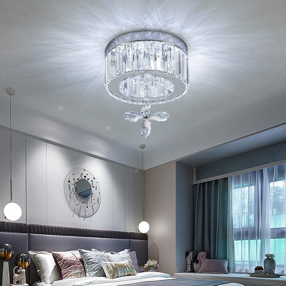 Modern Round Crystal Ceiling Light with Crystal Pendant Living and Home 