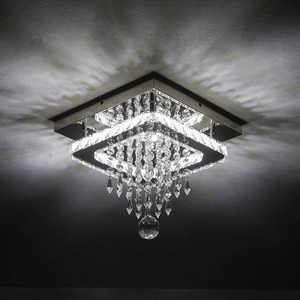 Modern Square Crystal Ceiling Light with Droplets Living and Home 