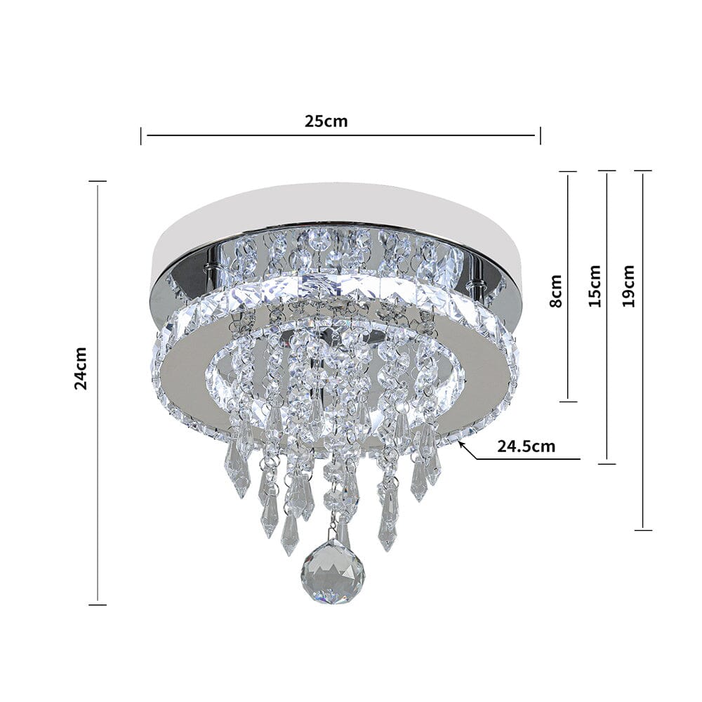 Modern Round Crystal Ceiling Light with Droplets Living and Home 