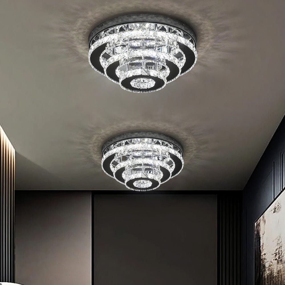 3-Tier Chic Crystal Ceiling Light with Chrome Finish Living and Home 