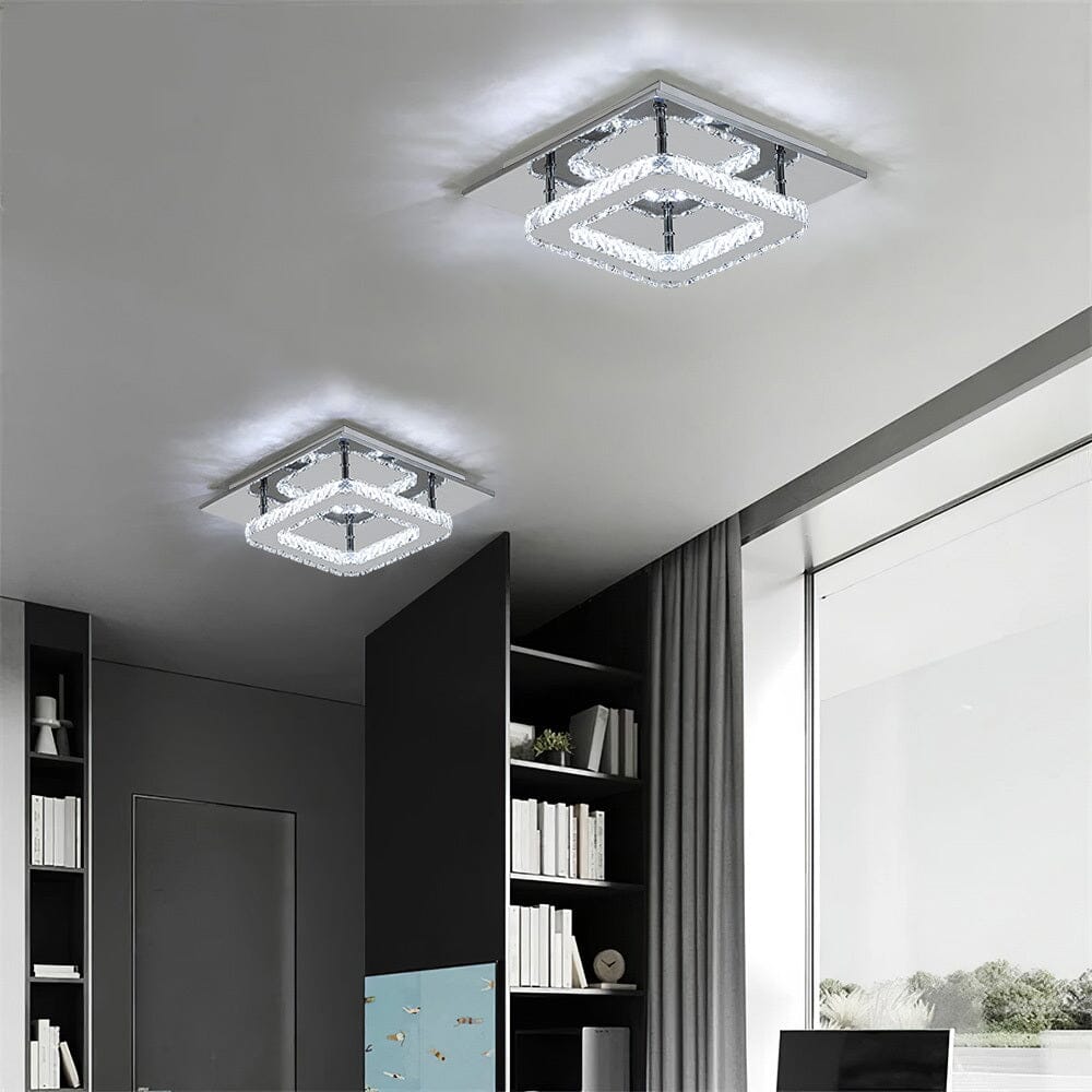 Modern Square Crystal Ceiling Light with Chrome Finish Living and Home 