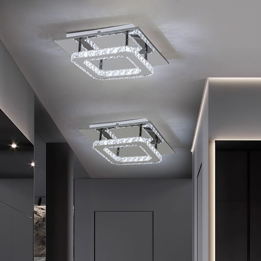 Modern Square Crystal Ceiling Light with Chrome Finish Living and Home 