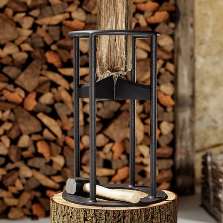 Carbon Steel Black Log Firewood Splitter 25cm Dia x 39cm H Firewood Splitters Living and Home 