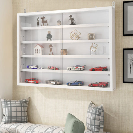 White Wall-Mounted Display Cabinet with Acrylic Front Living and Home 