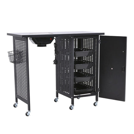 Complete Manicure Table Black 4 Trays & Lamp With Dust Collector Dressing Tables Living and Home 