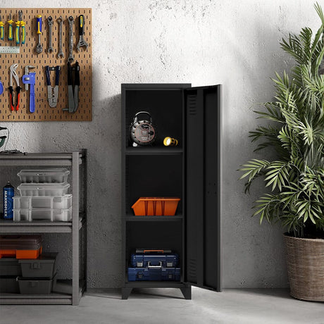 128cm H Black Metal Tall Storage Filing Cabinet for Office Cabinets Living and Home 