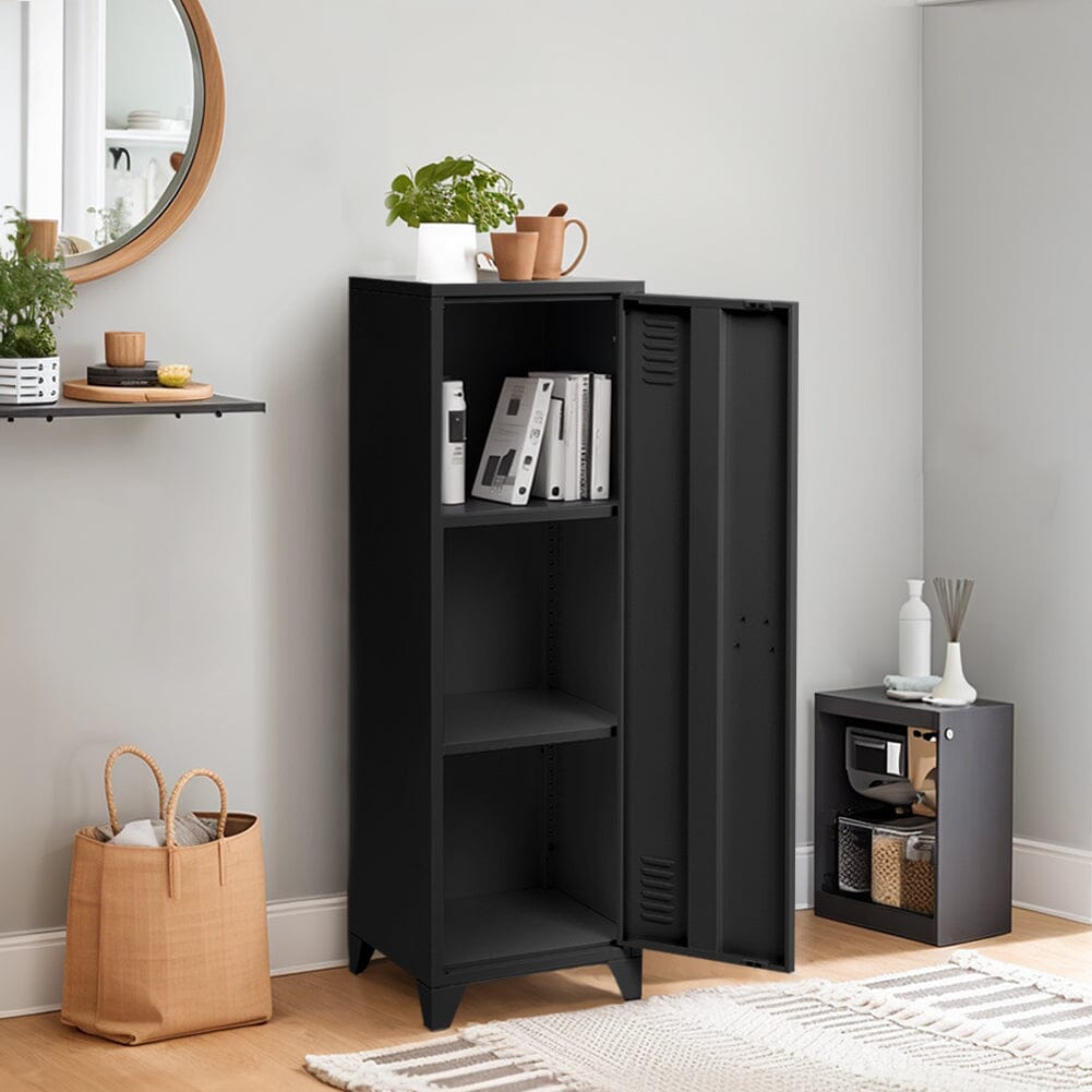 128cm H Black Metal Tall Storage Filing Cabinet for Office Cabinets Living and Home 