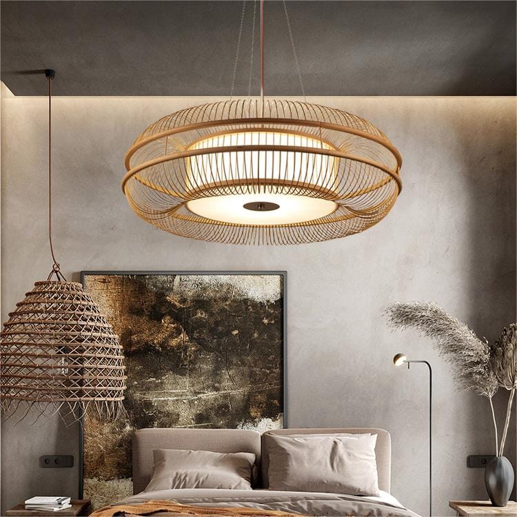 Lightsin Drum-Shaped Hanging LED Bamboo Pendant Light Lightsin UK 80cm Dia 