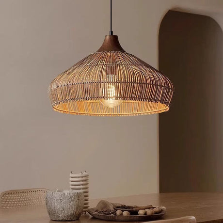 Lightsin Bell-Shaped Handcrafted Bamboo Kitchen Pendant Lighting Lightsin UK 60 cm Dia ×28 cm H 