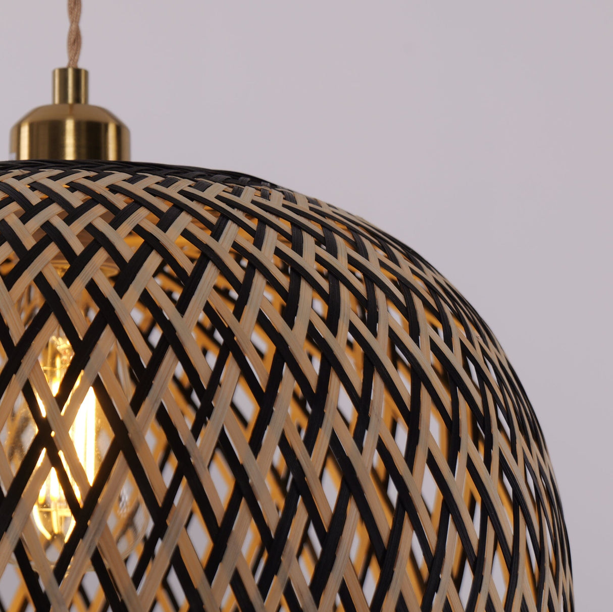 Lightsin Modern Black and Natural Bamboo Handwoven Pendant Light Lightsin UK 