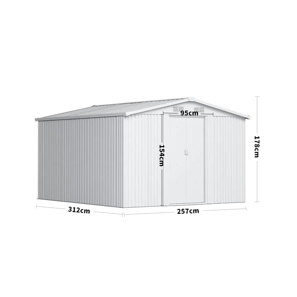 Lockable Waterproof Gabled Roof Garden Shed Steel Cushion Storage Box Garden Sheds Living and Home 