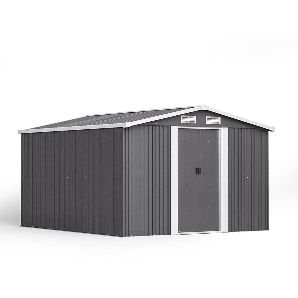 Waterproof 6x8/8x8/10x8ft Metal Shed with Gable Roof Charcoal/Green Garden Sheds Living and Home 