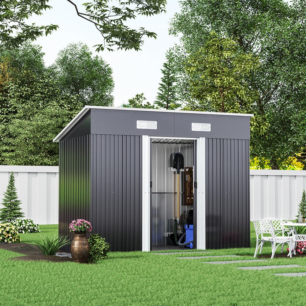 4' x 6' ft / 4' x 8' ft Garden Shed with Skillion Roof Top Steel Garden Sheds Living and Home 