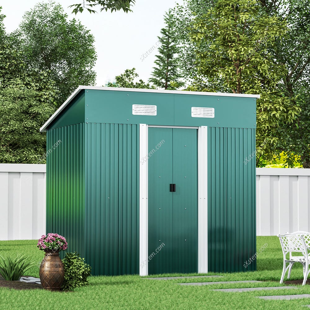 4' x 6' ft / 4' x 8' ft Garden Shed with Skillion Roof Top Steel Garden Sheds Living and Home 