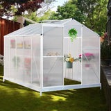 Greenhouse 4x6ft/ 6x6ft/ 8x6ft/ 10x8ft Silver Aluminum Framed with Vent Greenhouses Living and Home 10' x 8' ft With base frame 