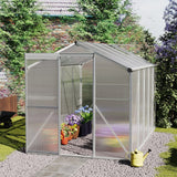 Greenhouse 4x6ft/ 6x6ft/ 8x6ft/ 10x8ft Silver Aluminum Framed with Vent Greenhouses Living and Home 10' x 8' ft Without base frame 