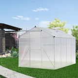 Greenhouse 4x6ft/ 6x6ft/ 8x6ft/ 10x8ft Silver Aluminum Framed with Vent Greenhouses Living and Home 8' x 6' ft Without base frame 