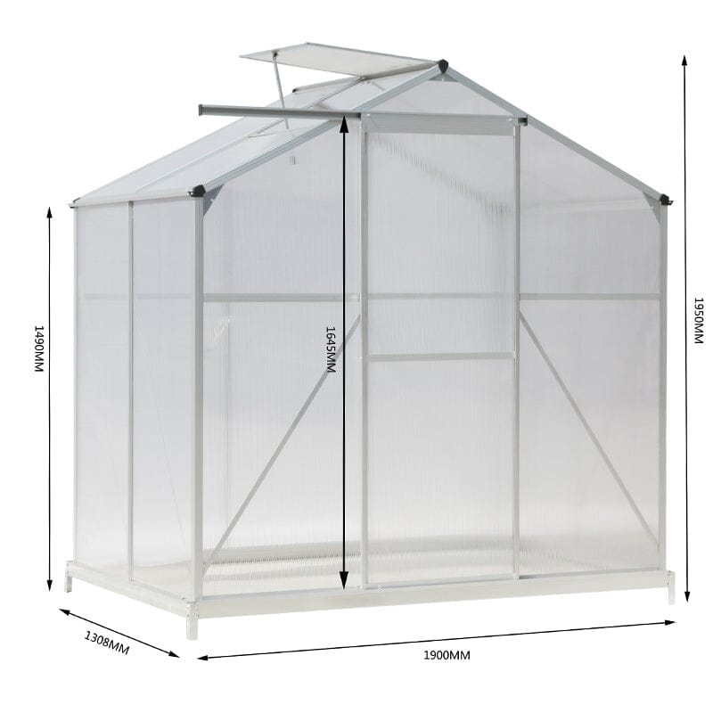 Aluminium Hobby Greenhouse with Window Opening With Base/Without Base Greenhouses Living and Home 