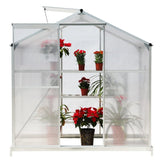 Greenhouse 4x6ft/ 6x6ft/ 8x6ft/ 10x8ft Silver Aluminum Framed with Vent Greenhouses Living and Home 4' x 6' ft With base frame 