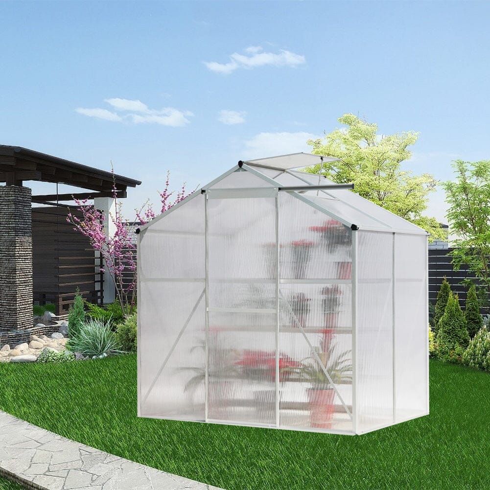 Aluminium Hobby Greenhouse with Window Opening With Base/Without Base Greenhouses Living and Home 