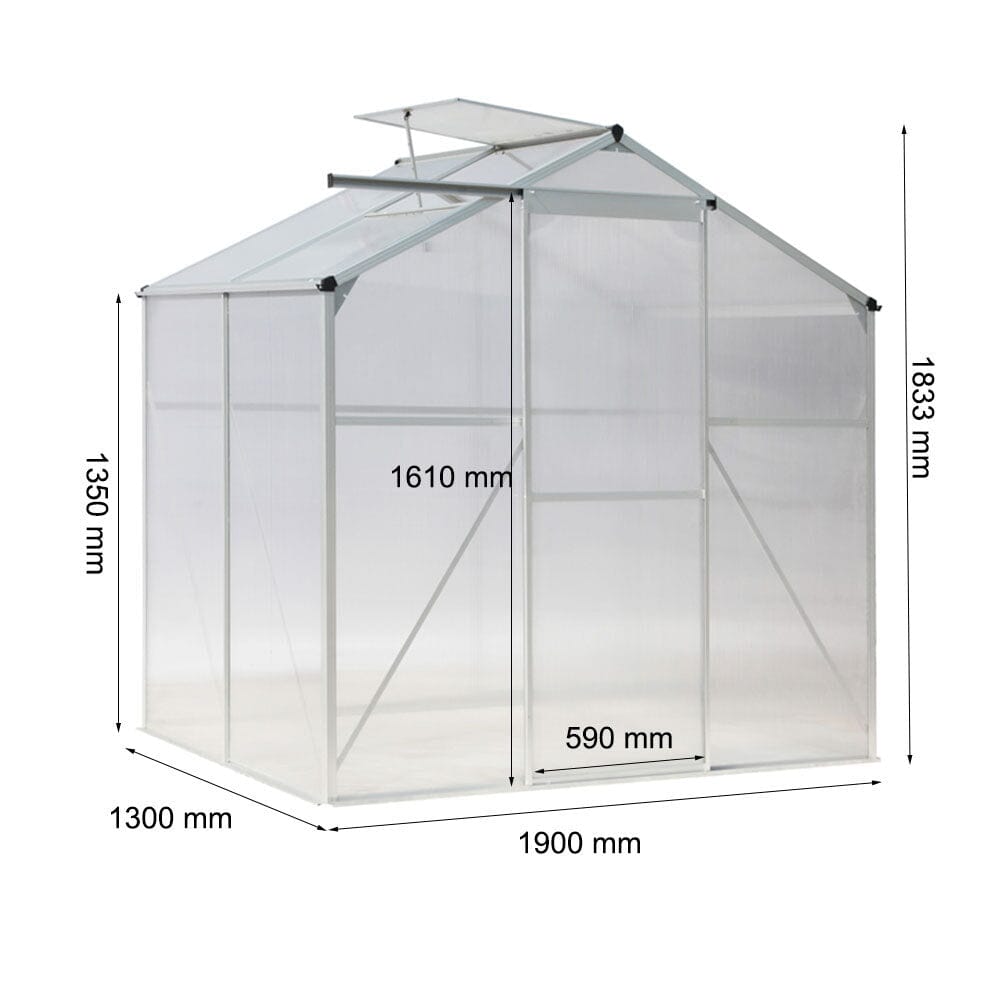 Aluminium Hobby Greenhouse with Window Opening With Base/Without Base Greenhouses Living and Home 