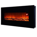 Black 50 Inch Wall Mounted Electric Fire with Log 1800W Electric Fireplace Wall Mounted Fireplaces Living and Home 