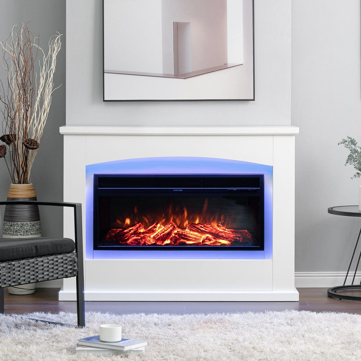 34-Inch Embedded Electric Fireplace: Stylish Atmosphere Light with Dual Heating Options Living and Home 