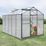 4×6 ft/ 6×6 ft/ 8×6 ft/ 10×6 ft Garden Greenhouse Green Framed with Vent Greenhouses Living and Home 10' × 6' ft With Base 