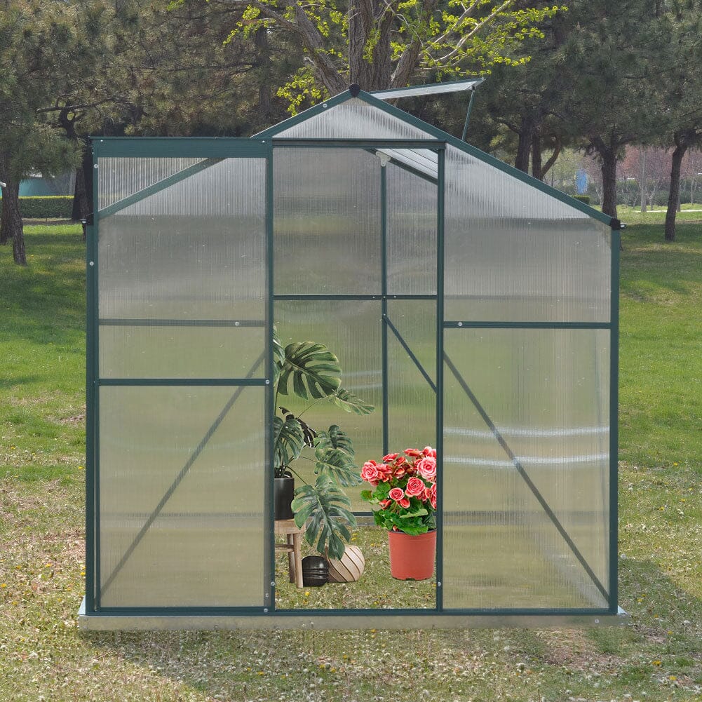 4×6 ft/ 6×6 ft/ 8×6 ft/ 10×6 ft Garden Greenhouse Green Framed with Vent Greenhouses Living and Home 8' × 6' ft Without Base 