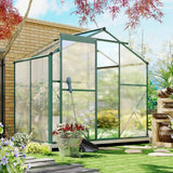 4×6 ft/ 6×6 ft/ 8×6 ft/ 10×6 ft Garden Greenhouse Green Framed with Vent Greenhouses Living and Home 4' × 6' ft With Base 