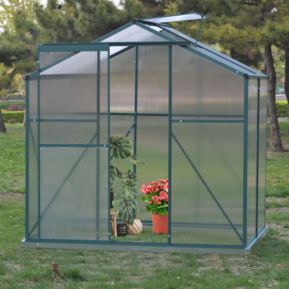 4×6 ft/ 6×6 ft/ 8×6 ft/ 10×6 ft Garden Greenhouse Green Framed with Vent Greenhouses Living and Home 