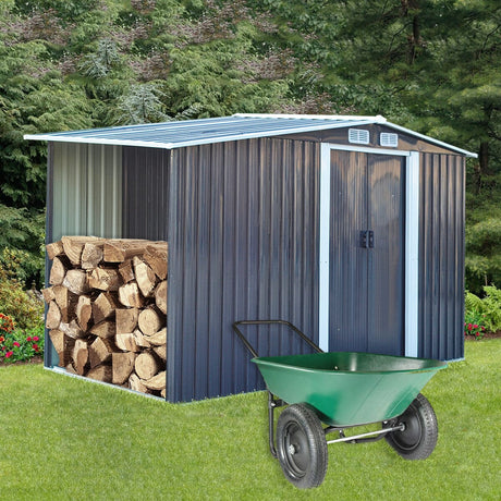 Garden Metal Storage Shed with Log Storage Garden Sheds Living and Home 