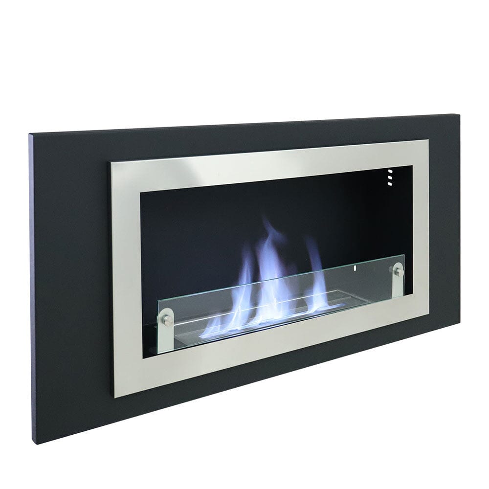 45 inch Silver Wall Mount Fireplaces Steel Stainless Indoors Bio-Ethan ...