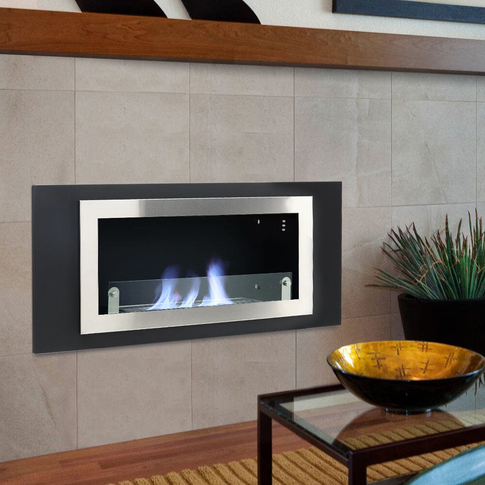 45 inch Silver Wall Mount Fireplaces Steel Stainless Indoors Bio Ethanol Fireplaces Living and Home 