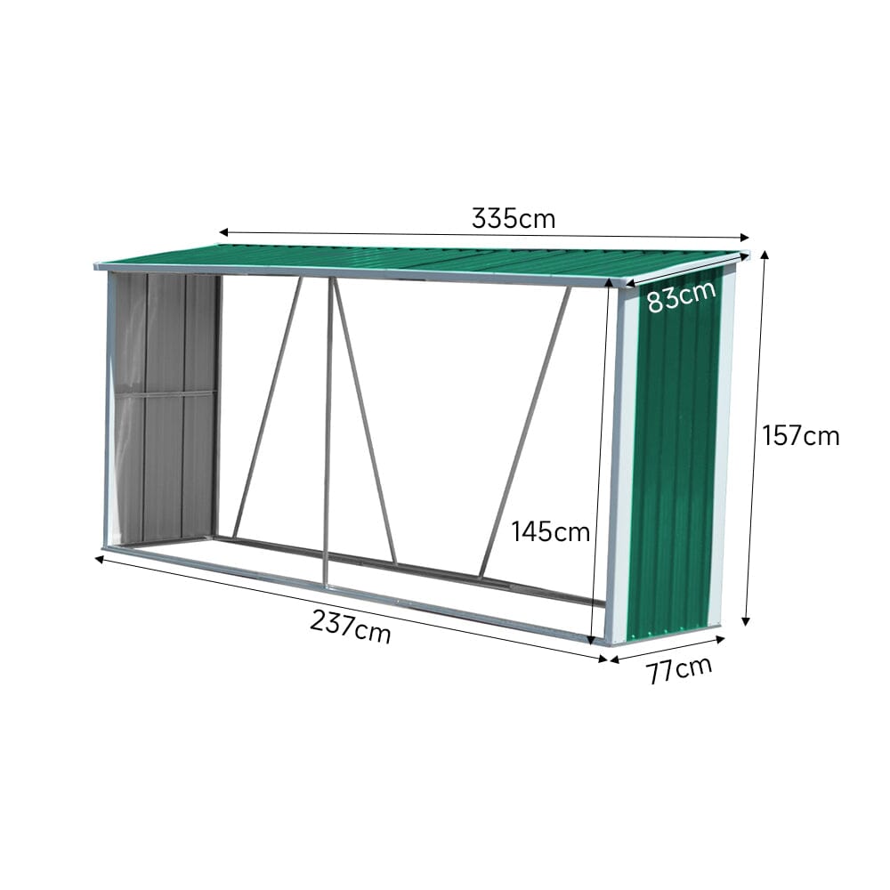 11ft x 5ft Metal Garden Storage Shed for Firewood Tools Garden Sheds Living and Home 