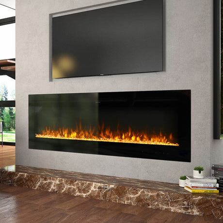 Recessed/Wall Mounted Electric Fireplace Adjustable Flame with Remote Living and Home 