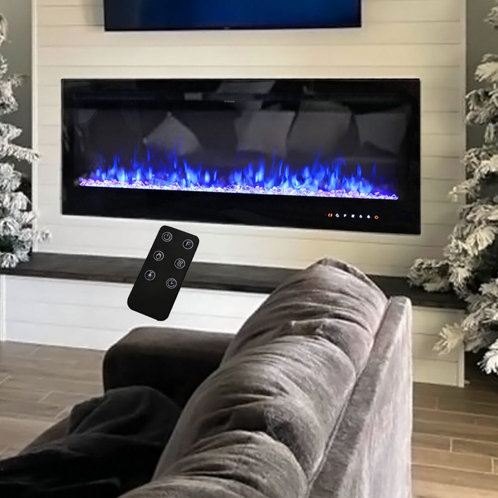 70/80 Inch Inset Electric Fireplace Built-In Heater with 9 Flame Colour Wall Mounted Fireplaces Living and Home 