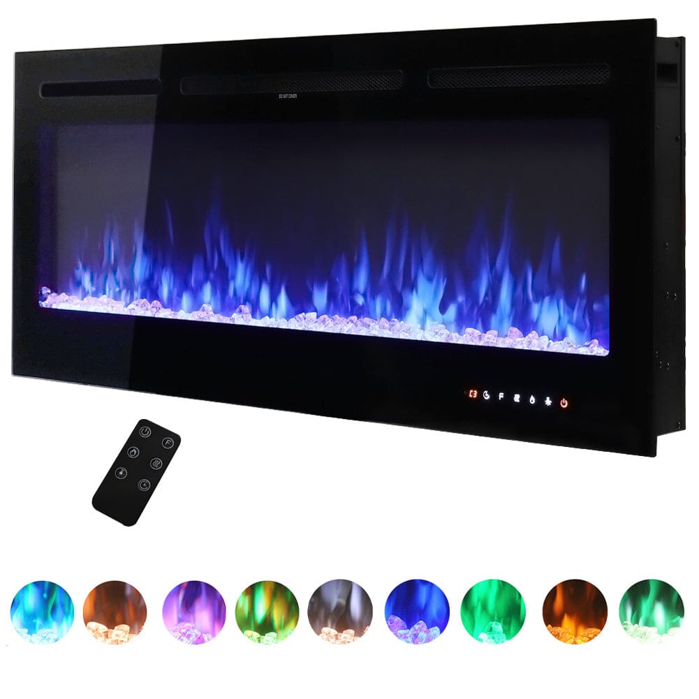 70/80 Inch Inset Electric Fireplace Built-In Heater with 9 Flame Colour Wall Mounted Fireplaces Living and Home 