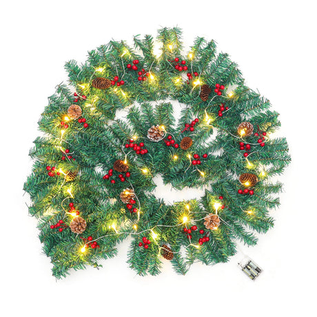 Traditional LED Christmas Garland with Pines Berries Living and Home 