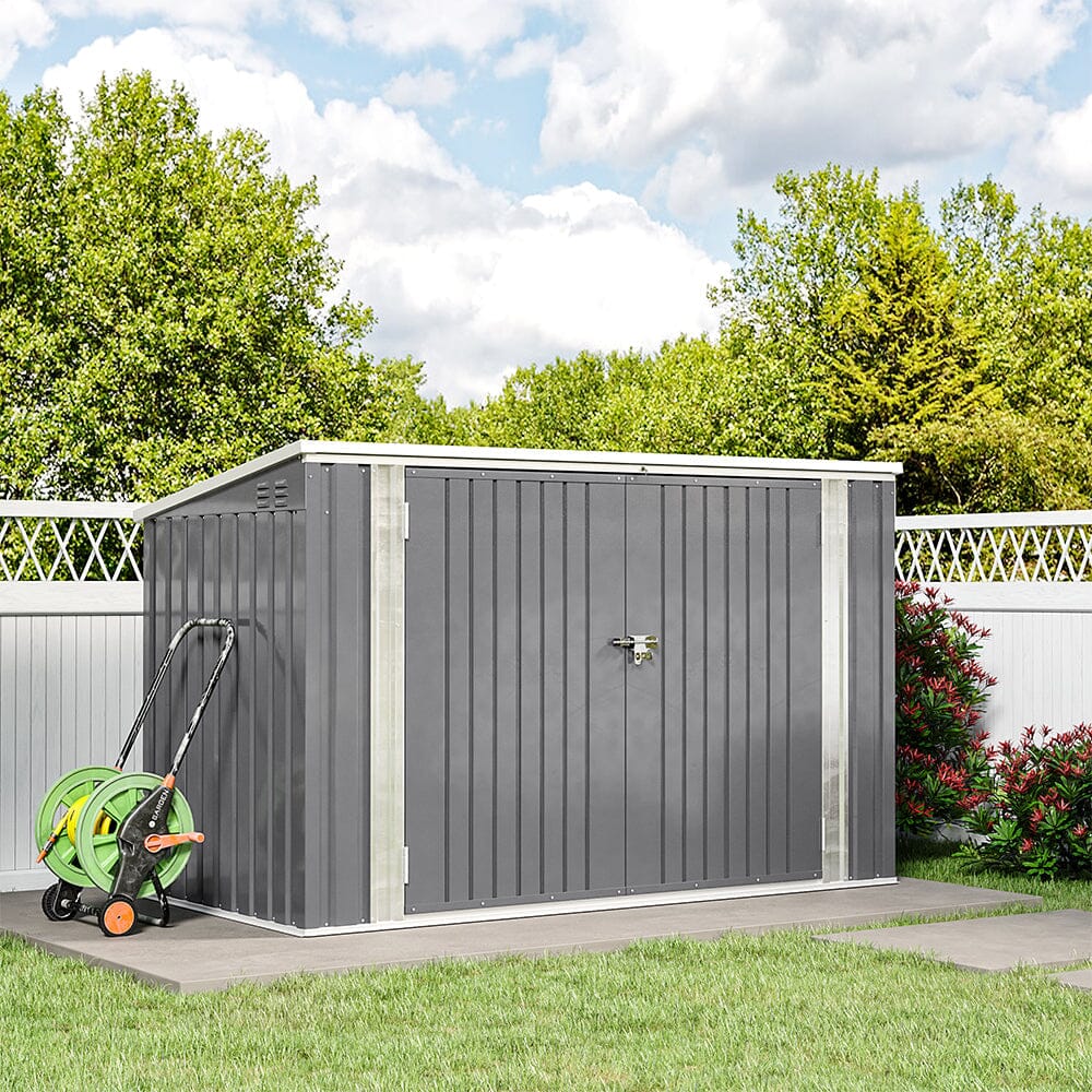 6/7ft Lockable Steel Garden Metal Junk/Bike Storage Shed Green/Black/Grey Bike & Bin Sheds Living and Home 