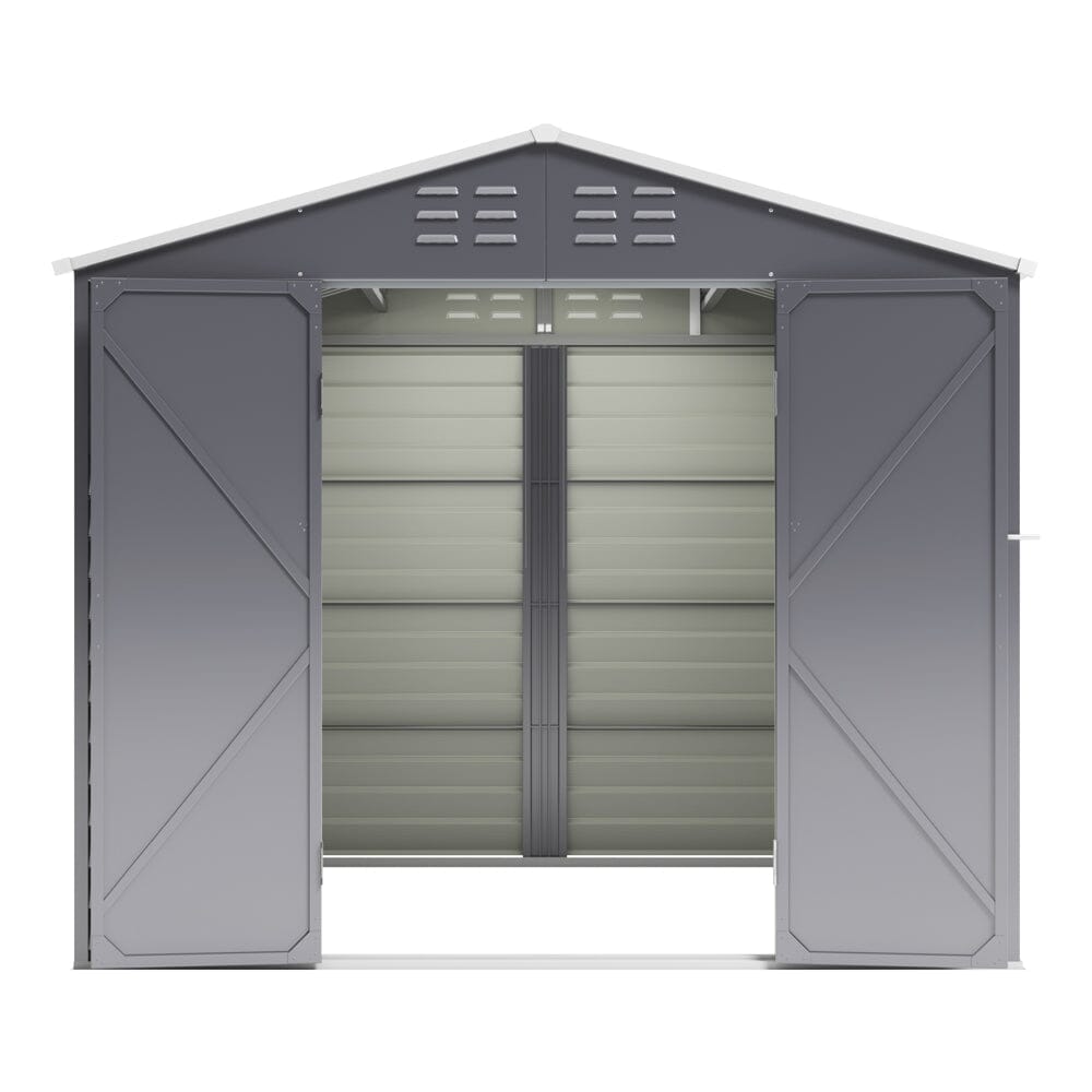 Charcoal Steel Tool Shed with Front Windows and Ventilation Living and Home 