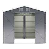 Charcoal Steel Tool Shed with Front Windows and Ventilation Living and Home 