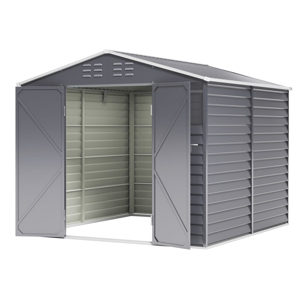 Charcoal Steel Tool Shed with Front Windows and Ventilation Living and Home 