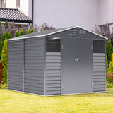 Charcoal Steel Tool Shed with Front Windows and Ventilation Living and Home 