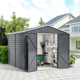 Charcoal Steel Tool Shed with Front Windows and Ventilation Living and Home 