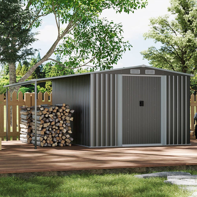 Outdoor Metal Storage Shed with Lean-to Living and Home 