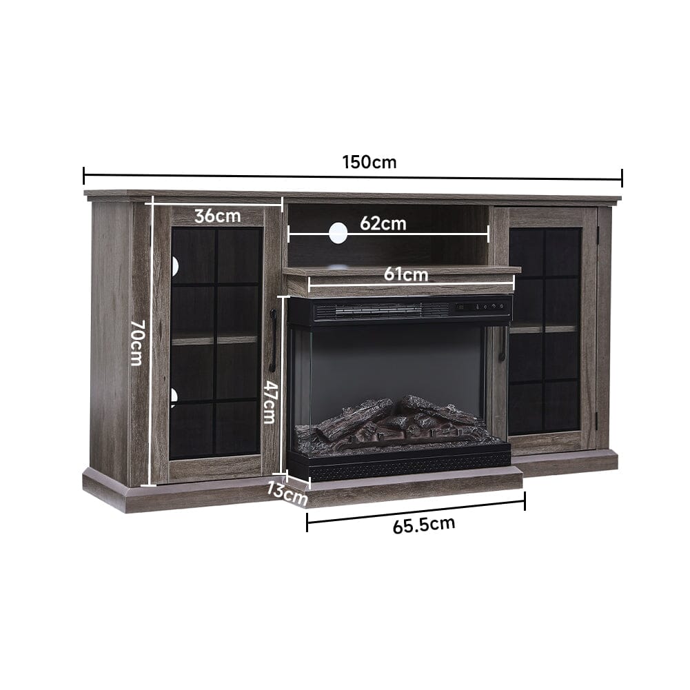 5000BTU Freestanding Fireplaces and Rustic Grey TV Stand 3-Sided Electric Fireplace With Remote Control Freestanding Fireplaces Living and Home 