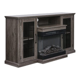 5000BTU Freestanding Fireplaces and Rustic Grey TV Stand 3-Sided Electric Fireplace With Remote Control Freestanding Fireplaces Living and Home 