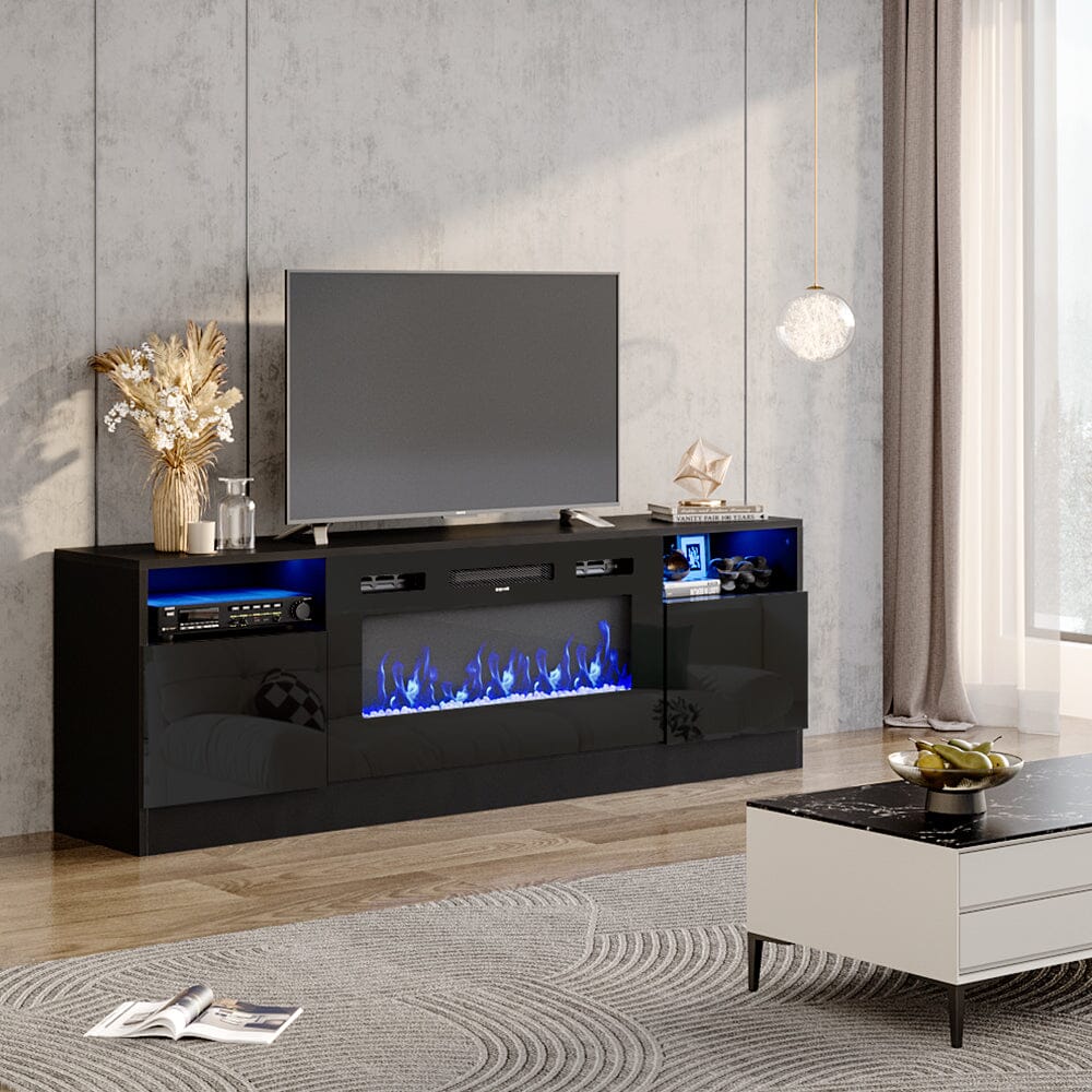 Livingandhome Recessed Electric Fireplace TV Stand with Closed Storage Living and Home 