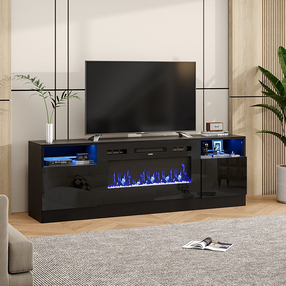 Livingandhome Recessed Electric Fireplace TV Stand with Closed Storage Living and Home 